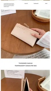 Détails du portefeuille mince beige avec texture rayée et plusieurs fentes pour cartes