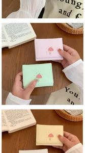 Drievoudig opvouwbare korte portemonnees in pastelkleuren met paraplu en kat logo