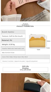 Detailed size specifications and structure of the slim cat-ear design women's wallet