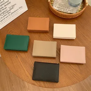 Women's Lychee Pattern PU Leather Wallet Minimalist Short Bifold Card Holder With RFID Blocking For Student Lady Daily Use