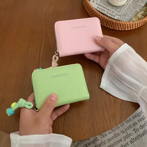 Portafoglio Piccolo da Donna in Pelle PU con Cerniera e Nappa di Perline Motivo Coccodrillo RFID Blocking Porta Carte di Credito Mini Portamonete