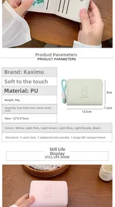 Detailed interior of women's tri-fold PU leather wallet showing card slots and coin pocket