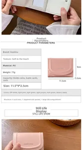 Détails du portefeuille compact en cuir PU pour femme avec fentes et dimensions précises