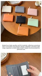Détail du portefeuille compact en cuir PU avec fentes pour cartes et fenêtre ID