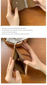 Detail of caramel leather wallet interior showing card slots and soft butterfly lining
