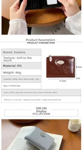 Detail showing interior structure with 5 card slots and zipper pocket of the PU wallet