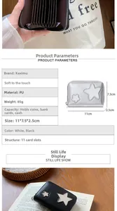 Detail of silver star cutout wallet showing 11 card slots and compact inner structure