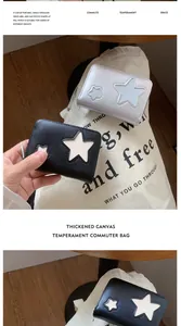 Detail of silver and black PU leather card holders featuring star-shaped appliques