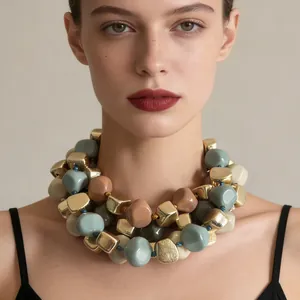 Minimalistische Hars Kralen Ketting Geometrische Onregelmatige Vierhoek Hanger Ketting Voor Vrouwen Dagelijkse Sieraden