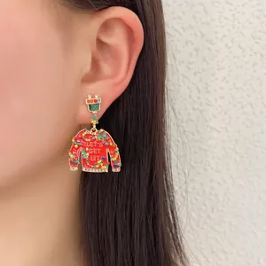 Orecchini maglione natalizio con strass colorati e scritta decorativa Let's Get Lit