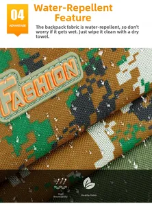 Detail van waterdichte camouflage stof met waterdruppels en het Fashion-label