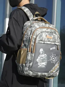 Zaino Tattico Mimetico per Ragazzi Stampa M416 Borsa da Scuola Durevole Resistente all'Acqua Zaino da Viaggio all'Aperto Grande Capacità