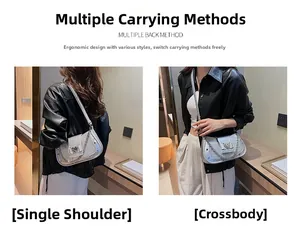 Detail of silver crocodile-patterned bag showing shoulder and crossbody styling modes