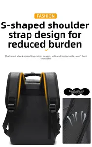 Detail of ergonomic S-shaped shoulder straps with breathable mesh and thick padding