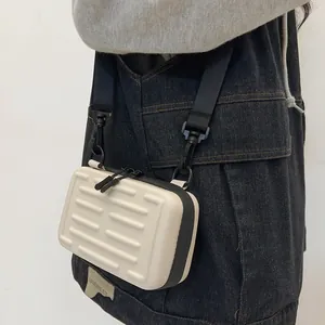 Mini Koffer Form Hartschale Umhängetasche Einfarbig PU Material Wasserdicht Kleine Quadratische Schultertasche Mit Verstellbarem Gurt