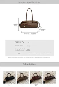 Detailed size diagram of Ancora red PU leather rectangular underarm bag with buckle