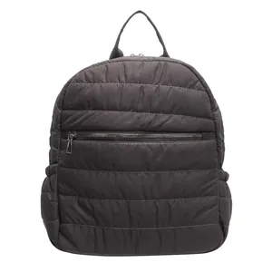 Dunkelgrauer gesteppter Nylon-Rucksack für Pendler und Reisen mit Reißverschlusstasche