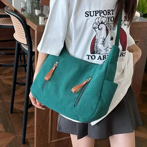 Green corduroy dumpling bag large capacity crossbody shoulder purse for women