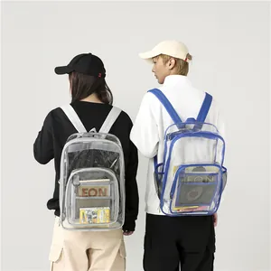 Mochilas transparentes de PVC de gran capacidad con correas ajustables, vista trasera