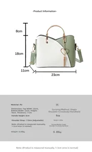 Tabella delle taglie con dimensioni e materiale in pelle PU per questa borsa