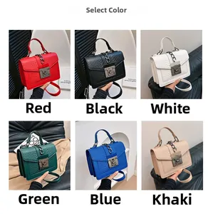 Detaillierte Rasteransicht mit sechs Farben der Kroko-Muster Quadrat-Taschenserie