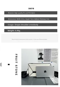 Detailed size specifications for the PU and PVC crossbody bag with tablet comparison