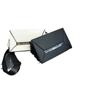 Minimalist large capacity crossbody box bags with transparent window in black and beige
