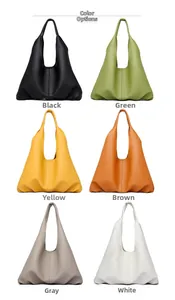 Variety of large capacity pebbled leather hobo bags in multiple minimalist colors