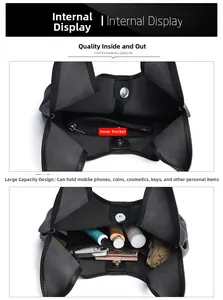 Macro view showing the large interior capacity and zipper pocket of the leather tote bag