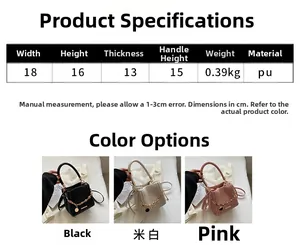 Spécifications détaillées du sac seau plissé avec options de couleur et matériau en PU