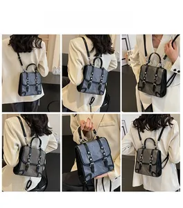 British style mini backpack collage showing crossbody and handbag carrying methods