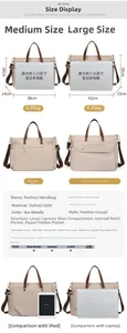 Size chart for oxford cloth laptop tote bags fitting 15 to 16 inch laptops