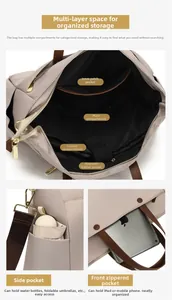 Detailed interior view of a 15.6 inch laptop tote bag with organized compartments