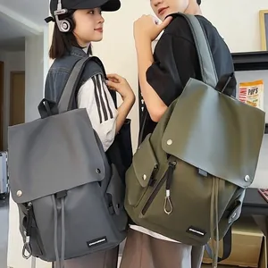 Minimalist Coated Oxford Fabric Backpack For Women Men Large Capacity Laptop Bag Casual Street Style Campus Travel School Bag