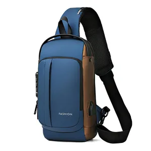 Sac bandoulière moto bleu marine imperméable avec verrou antivol et port USB