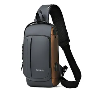 Sac bandoulière antivol tactique avec serrure à combinaison et port de charge USB externe