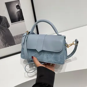 Dames PU Leer Crossbody Tas Minimalistische Patchwork Handtas Effen Kleur Schoudertas Met Magnetische Gesp Casual Woon-werkverkeer Portemonnee