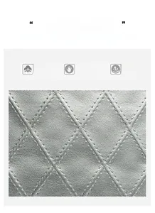 Detailed view of silver quilted lychee texture fabric with durable diamond stitching