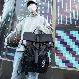 Mochila táctica deportiva con cierre enrollable y red elástica para baloncesto
