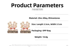 Dettagli orecchini renna di Natale con dimensioni 3,5x3,1cm e peso di 14,8g per coppia