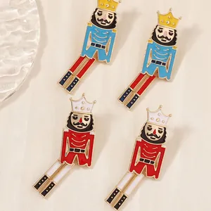 Exquisite enamel nutcracker soldier earrings with gold plating and colorful drip oil finish