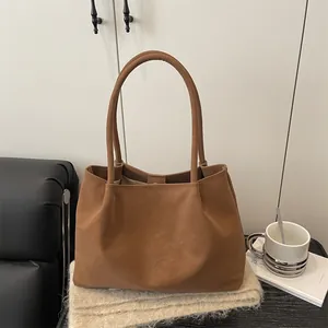 Minimalistische Retro Suède Tote Bag Grote Capaciteit Urban Style Schoudertas Voor Dames Dagelijks Woon-werkverkeer Matte Handtas Met Magneetsluiting