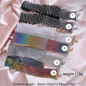Glitzerndes Strass Mesh-Halsband in sechs bunten Verlaufsfarben für Damen Mode