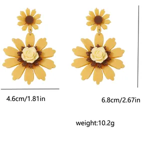 Sunflower drop earrings size details: 4.6cm width, 6.8cm height and 10.2g weight