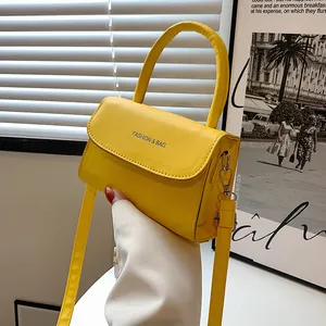 Women Fashion Small Square Crossbody Bag Minimalist PU Leather Shoulder Bag With Letter Print Topstitching Daily Bag