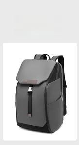 Macro shot of waterproof grey backpack with matte texture and sturdy buckle closure