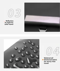 Detail of waterproof thickened fabric with water droplets and safety reflective strip