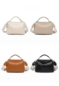 Four colors of vintage crocodile pattern pillow bags with stylish ethnic shoulder straps