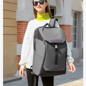 Waterproof dark grey business travel backpack with metal buckle for men and women