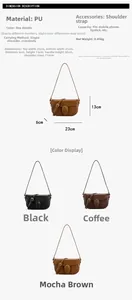 Guide des tailles détaillé et options de couleurs pour le sac vintage en PU